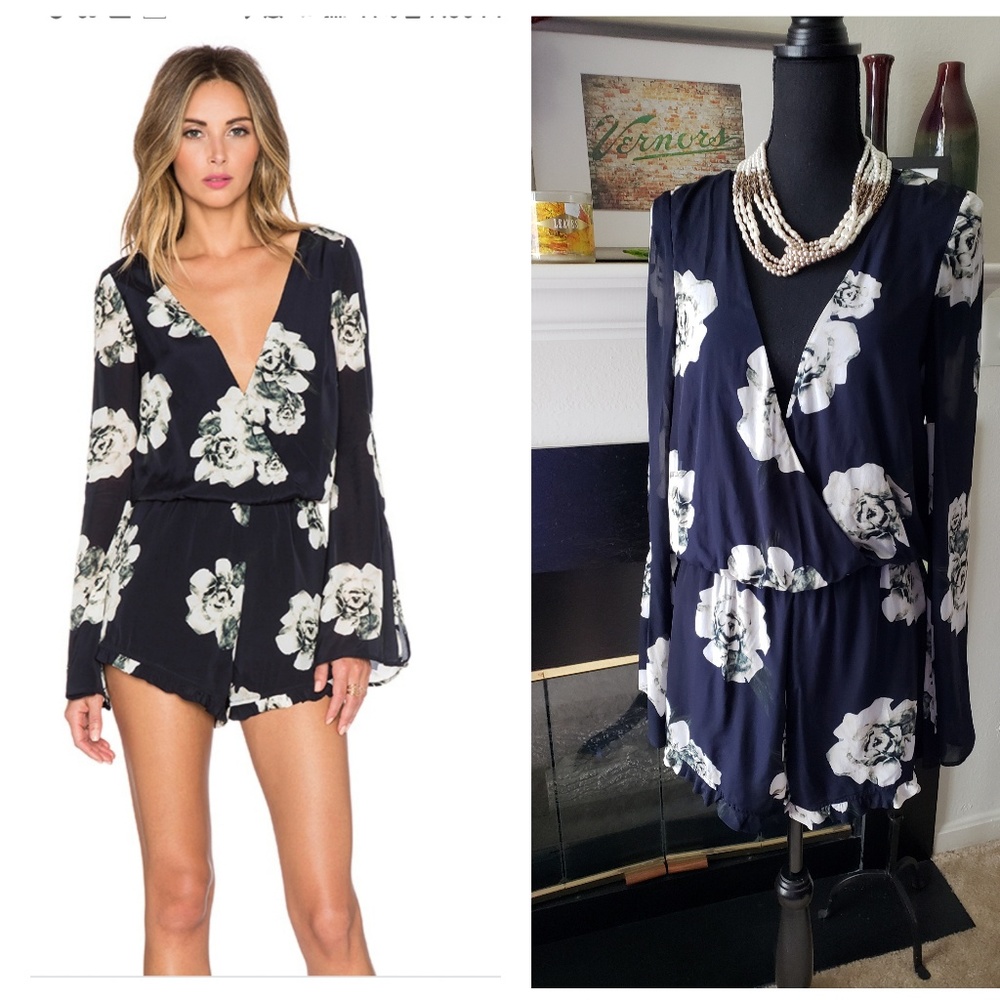 Winston White Navy and Cream Cleo Floral Romper